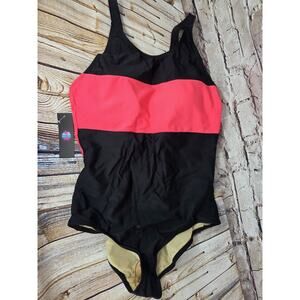 Pink Cove One Piece Swimsuit Size Large Pink Black NEW